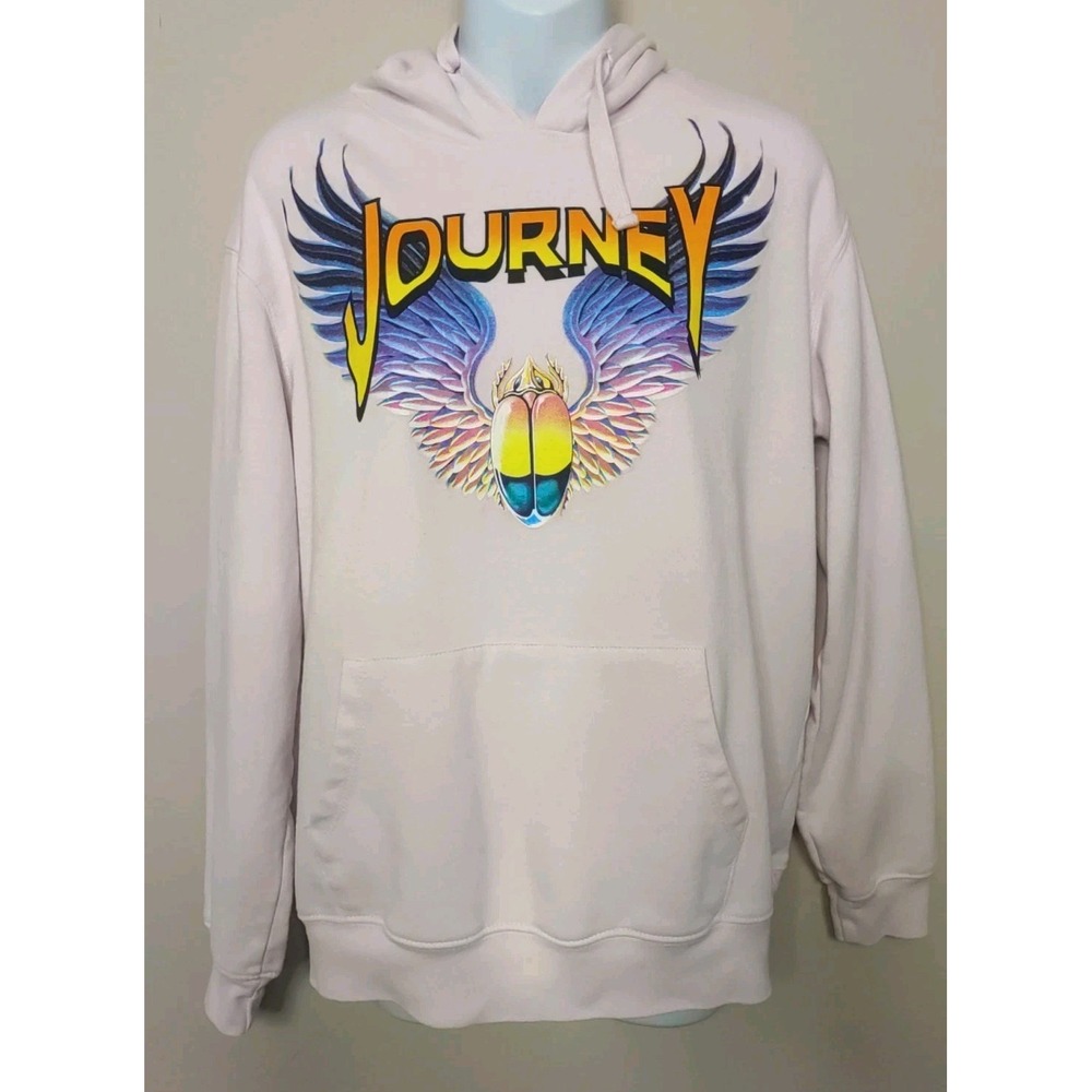 Journey Pink Graphic Print Beatle‎ Logo Hoodie Sweatshirt Size L